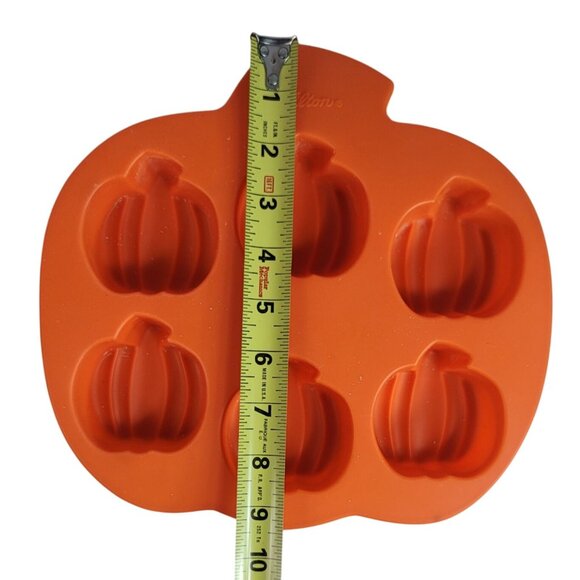 Wilton Silicone Pumpkin Baking Mold Pan Cupcake Jello 6 Cavity Orange 2105-4878 - Picture 6 of 6